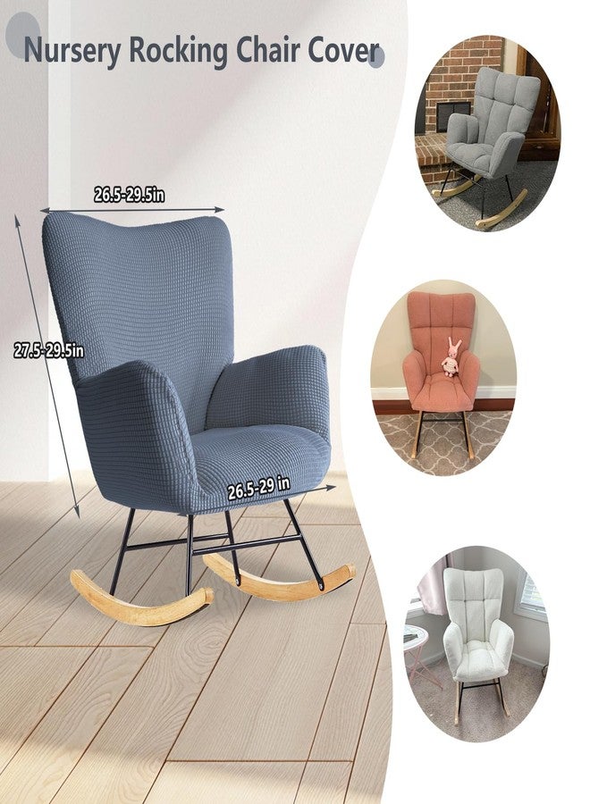 Dipurman Nursery Rocking Chair Cover,1 Piece Glider Chairs Cover Slipcovers,Soft with Elastic Bottom Spandex Jacquard Small Checks,Furniture Protector Washable - Image 2